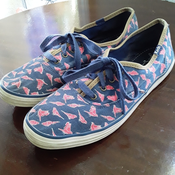 KEDS White and Beige Striped Blue Fashion Sneaker Size 9 EUR 40